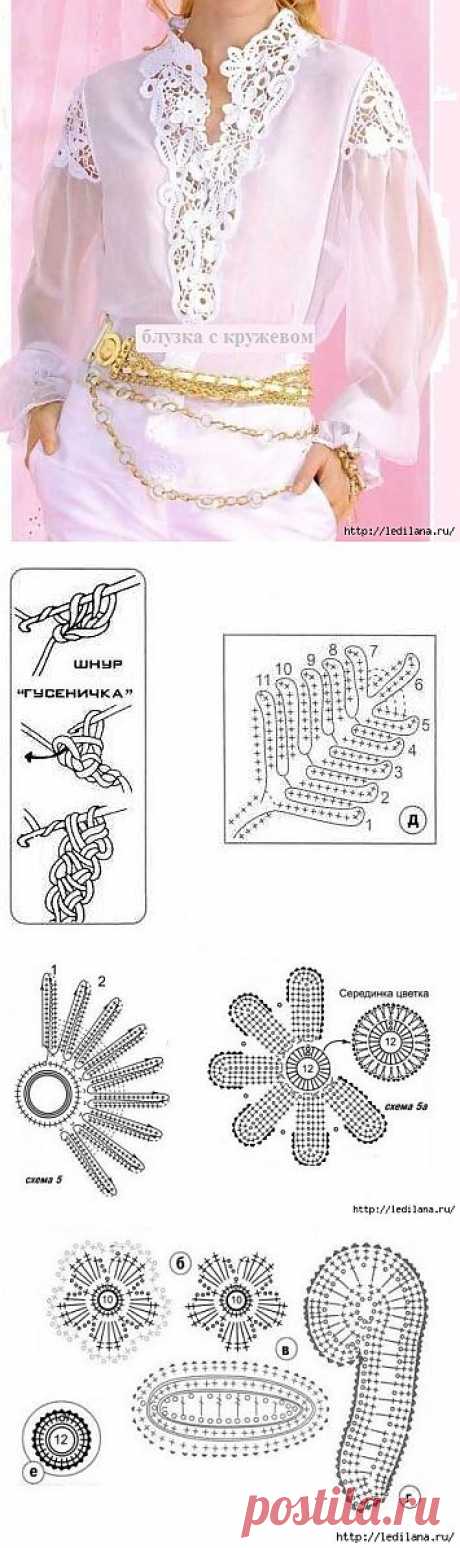 Блузка с прошвами из ирландского кружева.