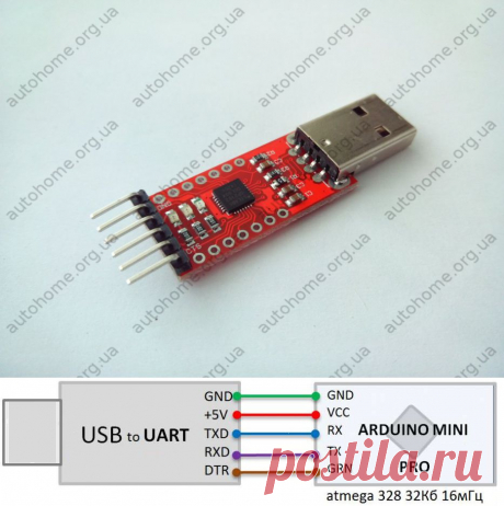 Программаторы, USB to UART : Адаптер USB-to-UART CP2102 6PIN
