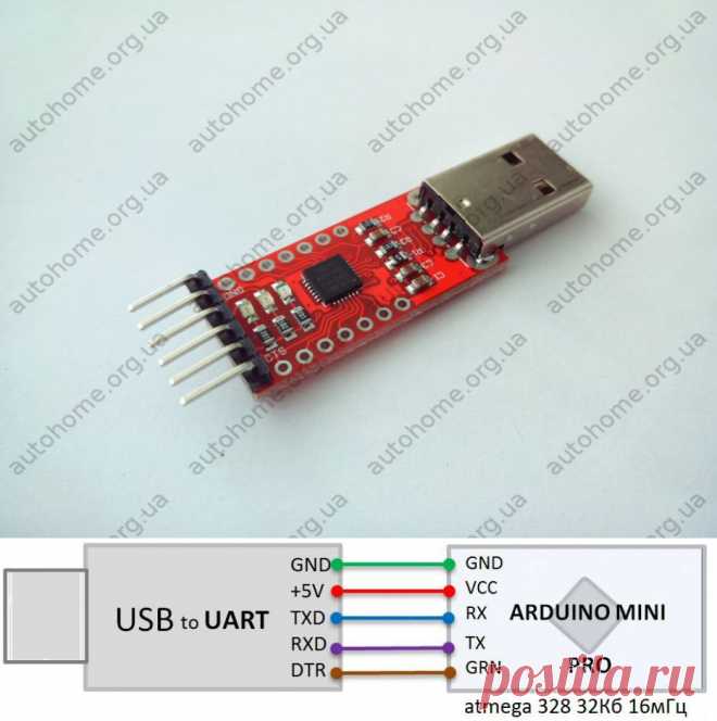 Программаторы, USB to UART : Адаптер USB-to-UART CP2102 6PIN