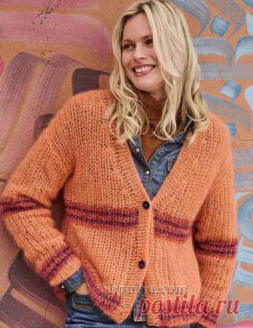 Кардиган с полупатентным узором — Shpulya.com - схемы с описанием для вязания спицами и крючком