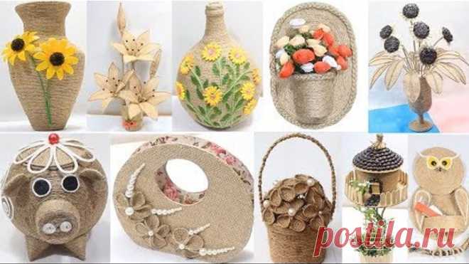 10 Jute craft decoration design collection | jute craft ideas