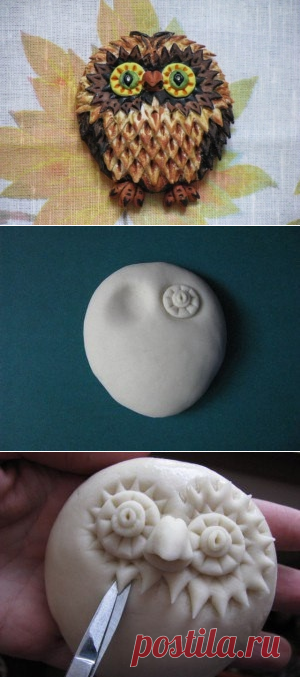 Сова из солёного теста