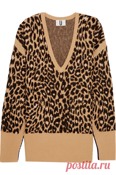 Topshop Unique | Exhall leopard-intarsia jacquard-knit sweater | NET-A-PORTER.COM