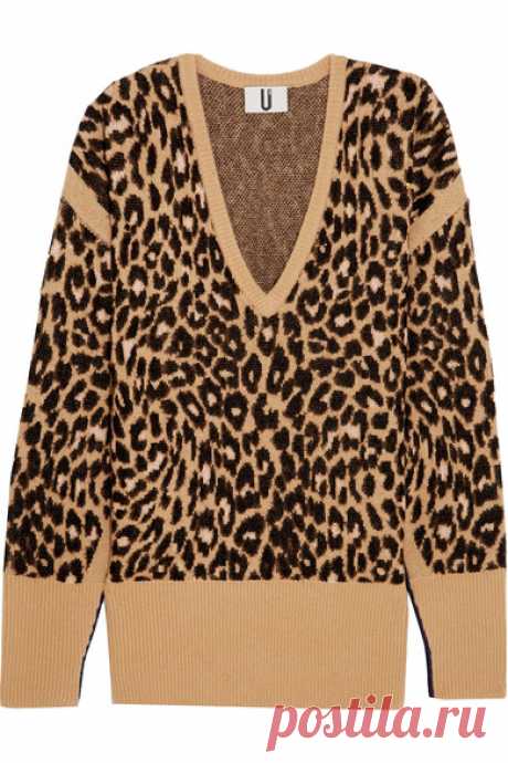 Topshop Unique | Exhall leopard-intarsia jacquard-knit sweater | NET-A-PORTER.COM