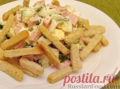 Рецепт: Салат с сухариками "Завтрак за пять минут" на RussianFood.com