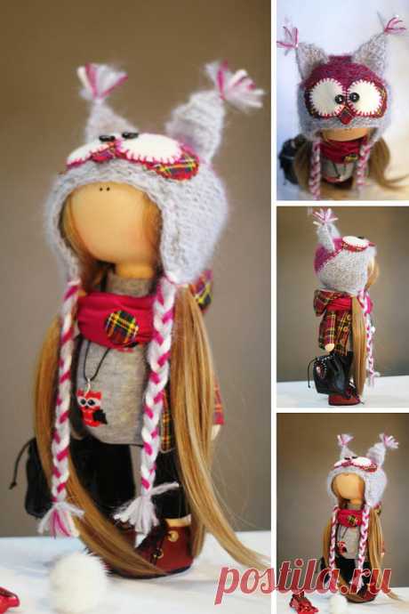 Handmade Doll Red Doll Soft Doll Fabric Doll Winter Doll