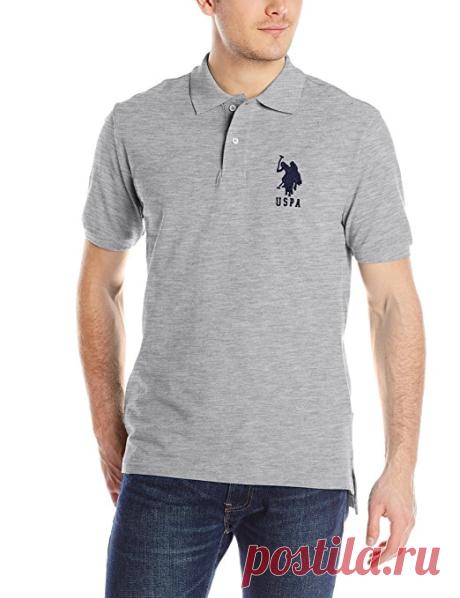 U.S. Polo Assn. Men's Solid Pique Polo, Light Heather Gray, Medium at Amazon Men’s Clothing store: