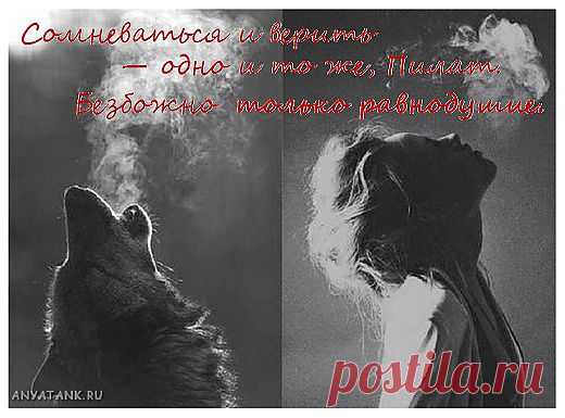 Сомневаться и верить — одно и то же, Пилат. Безбожно 
только равнодушие. 
Эрик-Эмманюэль Шмитт. Евангелие от Пилата