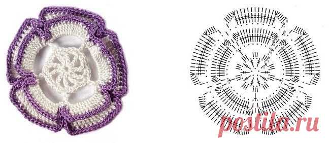 Вязание крючком – цветочные мотивы со схемами.