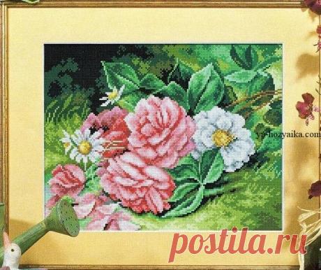 Цветочная вышивка крестом. Схема для вышивки цветочного натюрморта