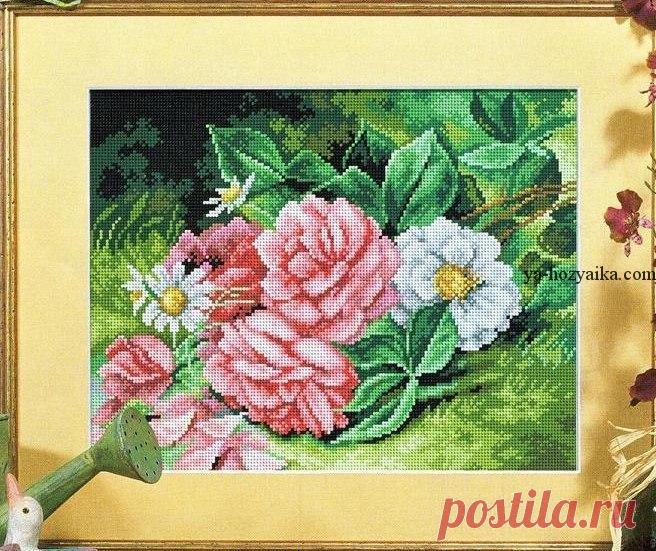 Цветочная вышивка крестом. Схема для вышивки цветочного натюрморта