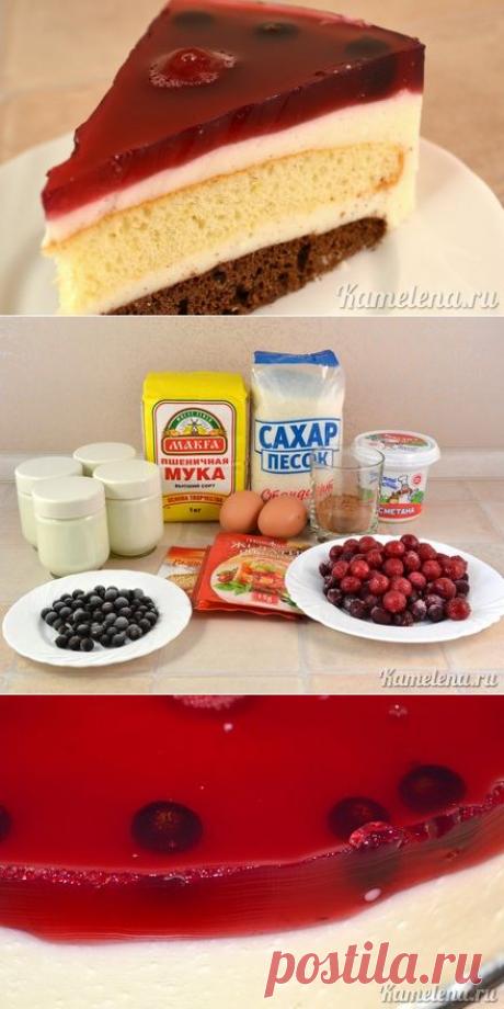 Йогуртовый низкокалорийный торт с вишневым желе