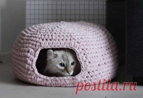 Домик для кошки крючком