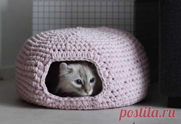 Домик для кошки крючком