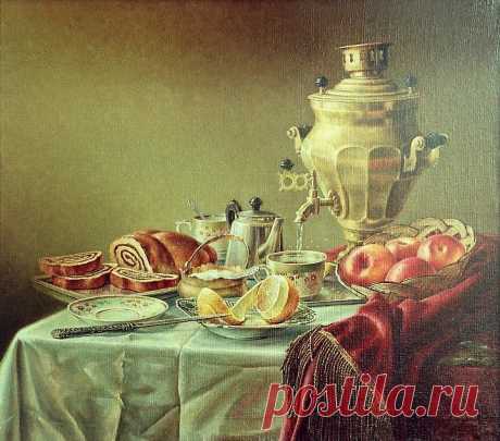 Александр Варикаш - Натюрморт с самоваром холст. масло 1996 год из альбома «натюрморт»