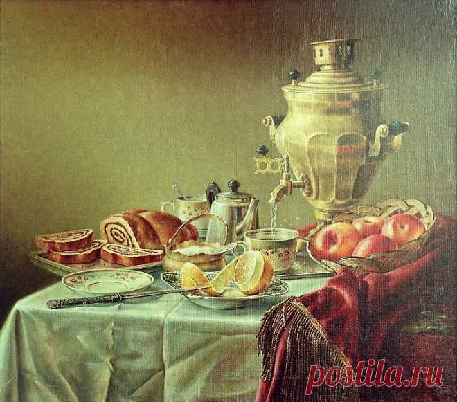 Александр Варикаш - Натюрморт с самоваром холст. масло 1996 год из альбома «натюрморт»