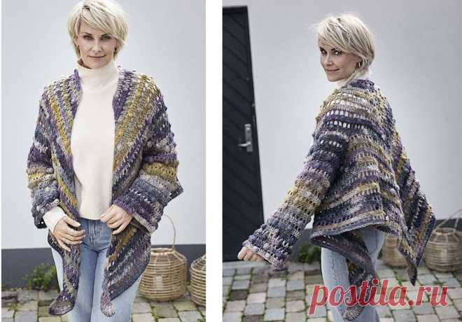Накидка с рукавами. Крючком. / BurdaStyle.ru