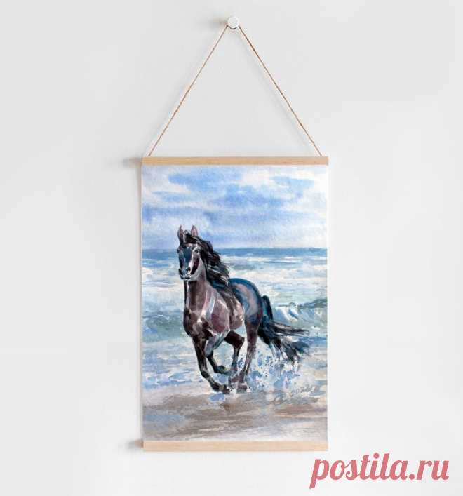 Black Horse watercolour printable picture prints home decor | Etsy Россия