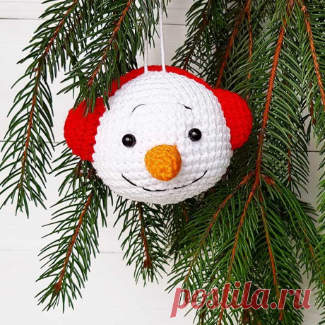 Елочная игрушка cнеговик крючком | AmiguRoom