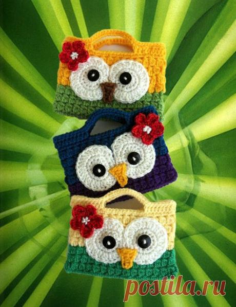 PDF PATTERN Cute Hand Crochet OWL Purse Handbag Boutique Design - No. 15