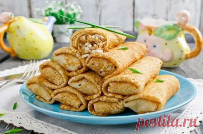 Блинчикис рисом и мясом — Sloosh – кулинарные рецепты