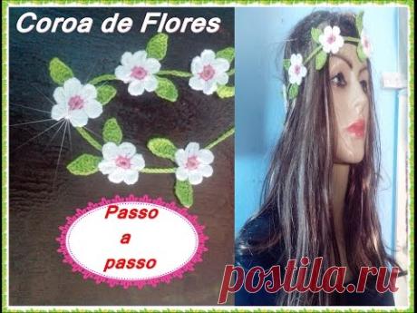 Coroa de flores em crochê  4 em 1