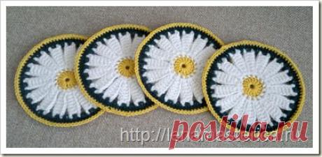 Подставки под горячее &quot;Ромашки&quot;. МК. / lenamasterica.ru
