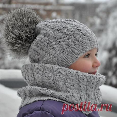 Вязаные спицами шапка и шарфик - Nebka.Ru