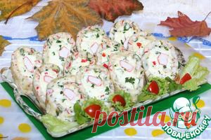 Рулет из крабовых палочек в яйце - кулинарный рецепт