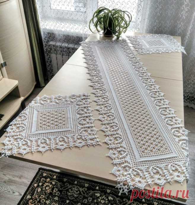 Салфетка и дорожка, вяжем крючком