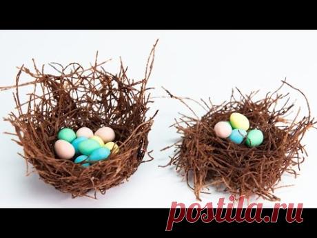 Edible Chocolate Nests filled w/ Cadbury Mini Eggs from Cookies, Cupcakes and Cardio