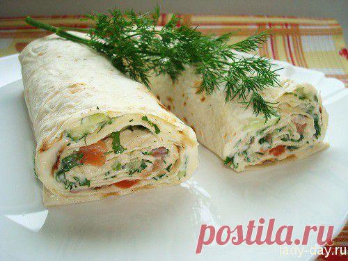 Рулет из лаваша с семгой | Простые рецепты с фото