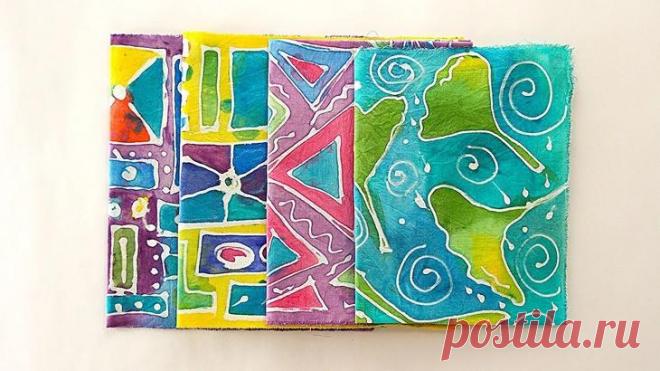 Идея: роспись ткани с контуром из клея