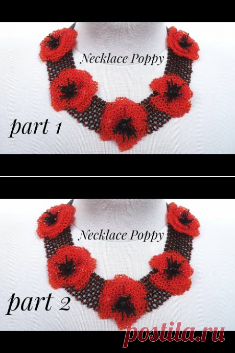 Bead NECKLACE/Beaded necklace with poppies/Diy/@Sonysree Creations Колье из бисера с маками/Мак 1 Ч - YouTube