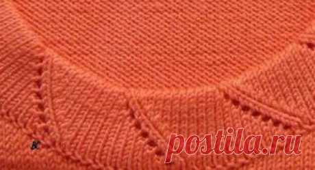 Красивая обвязка горловины спицами