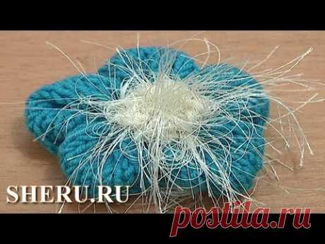 Knitted 3D Flower Pattern Tutorial 19 Вязание спицами цветка