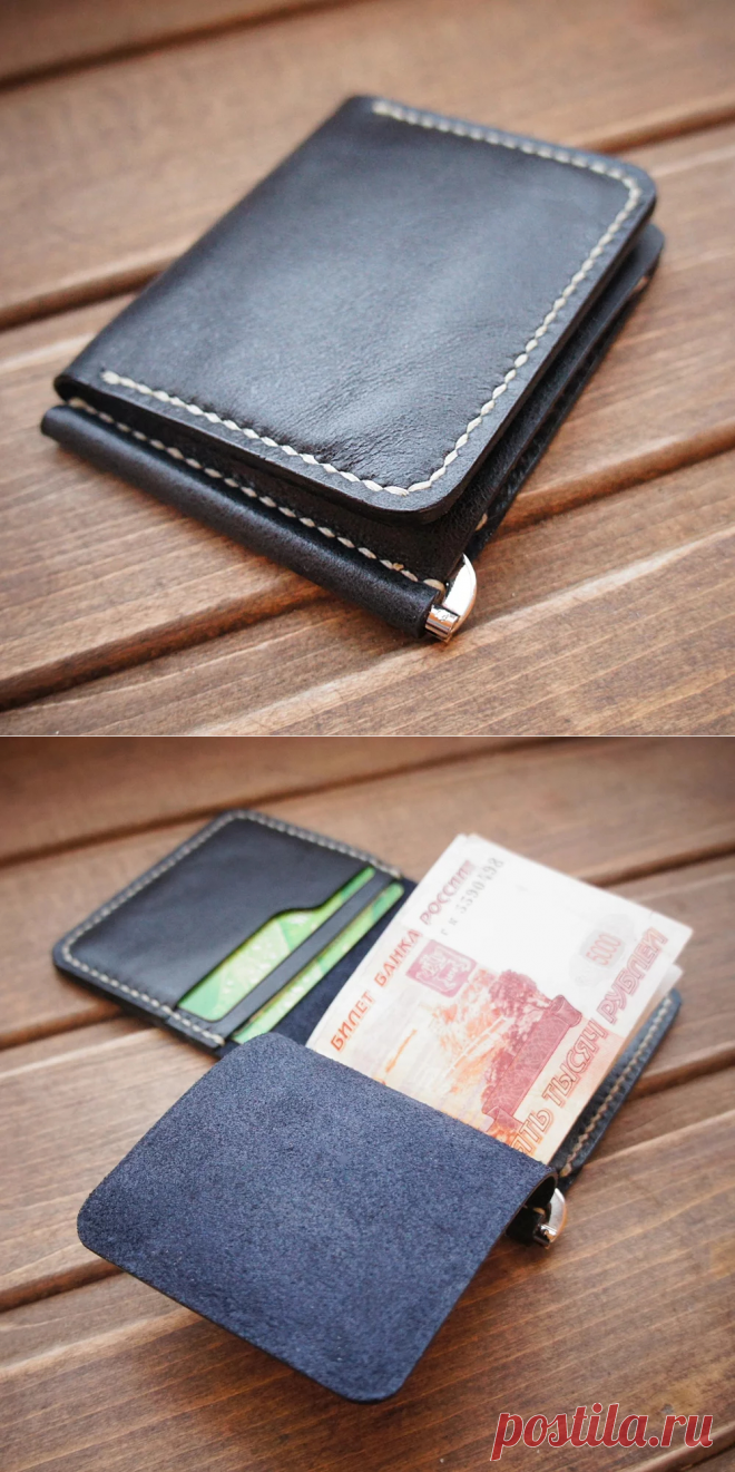 Купить зажим для купюр из черной кожи от GRleather | Mellroot