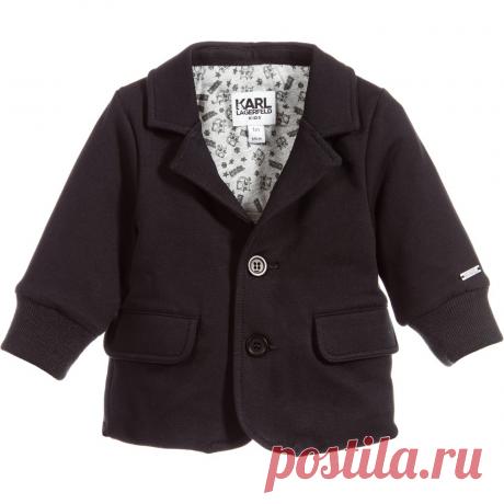 KARL LAGERFELD Kids - Black Cotton Jersey 'Snowy Kitten' Baby Blazer | Childrensalon