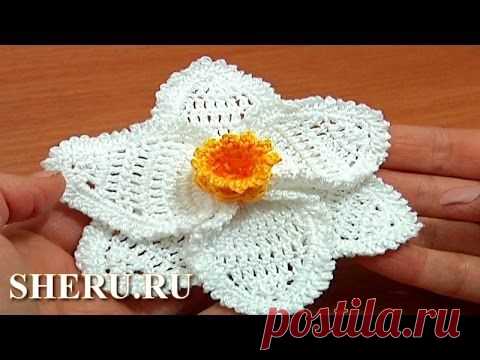 Цветы вязаные крючком Урок 68 часть 1.2. 3. Вязание .
