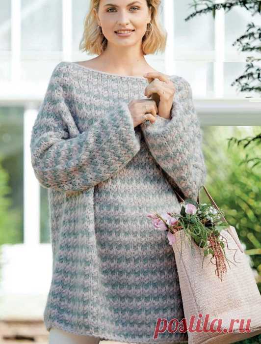 Полосатый пуловер оверсайз - подходит для новичков