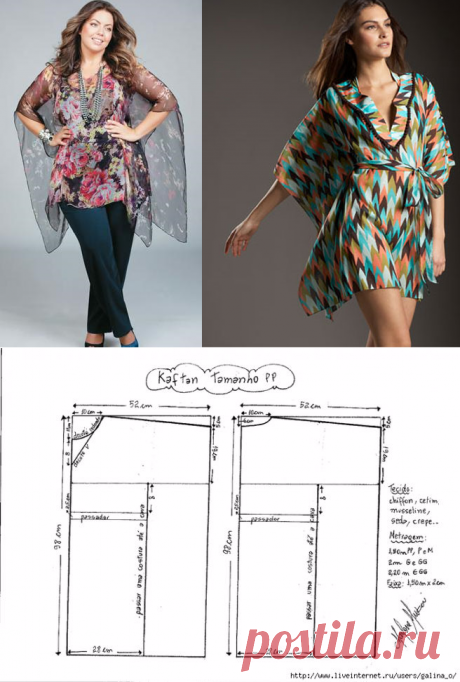 Платье кафтан.Схемы моделирования.