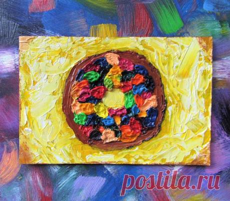 Сhocolate Donut Oil Painting Dessert Original Art Food Still | Etsy