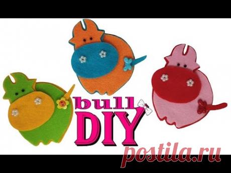 бык корова магнит из фетра за 5 минут