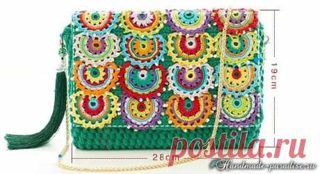 Клатч крючком с разноцветными чешуйками - Handmade-Paradise