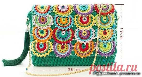 Клатч крючком с разноцветными чешуйками - Handmade-Paradise