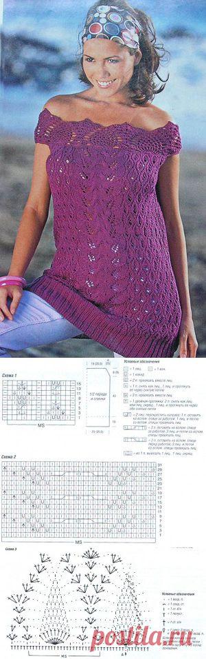 @ Вязаная летняя туника спицами и крючком – со схемами | МОЙ МИЛЫЙ ДОМ – идеи рукоделия, вязание, декорирование интерьеров