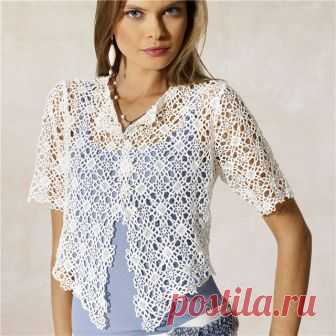 Летний жакет из мотивов. Жакет из квадратных мотивов крючком. Летний жакет из мотивов. Жакет из квадратных мотивов крючком. Безотрывное вязание квадратных мотивов крючком