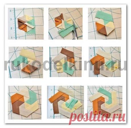 Закрученный шестигранник. Идея для пэчворка.