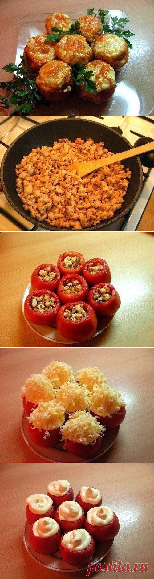 Как приготовить помидоры, фаршированные курицей. - рецепт, ингридиенты и фотографии