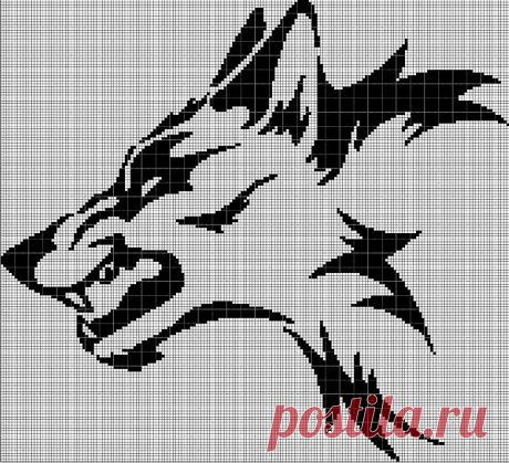 Схема вышивки крестом Силуэт головы волка в pdf